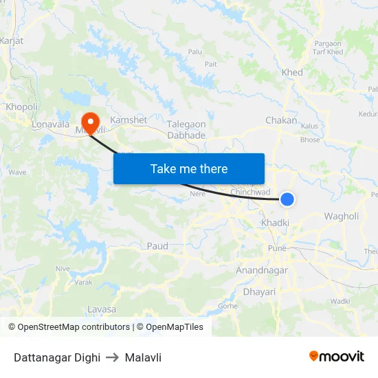 Dattanagar Dighi to Malavli map