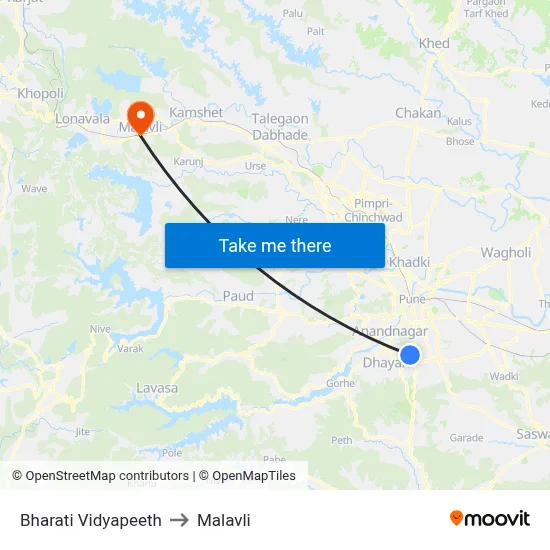 Bharati Vidyapeeth to Malavli map