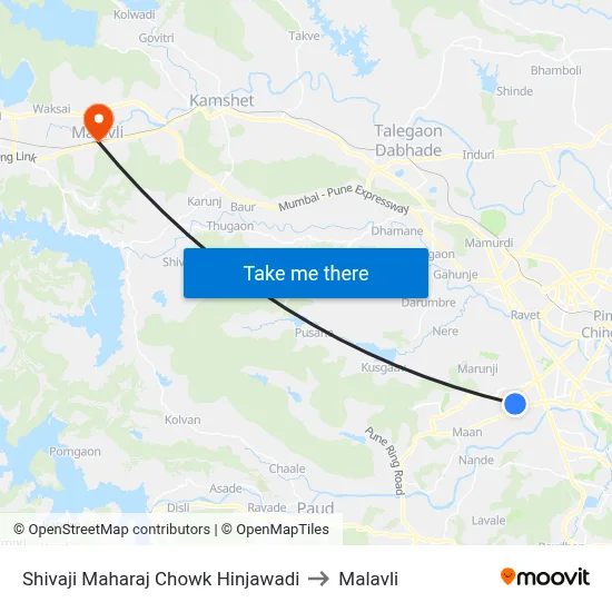 Shivaji Maharaj Chowk Hinjawadi to Malavli map
