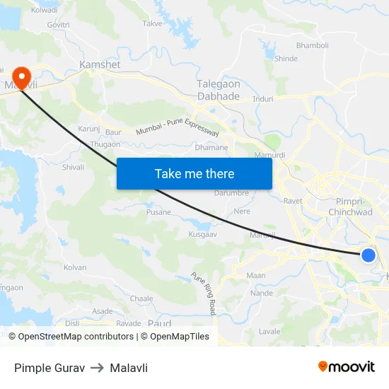 Pimple Gurav to Malavli map