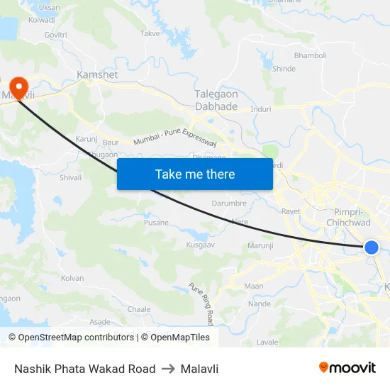 Nashik Phata Wakad Road to Malavli map