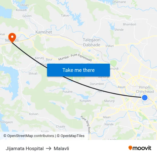 Jijamata Hospital to Malavli map