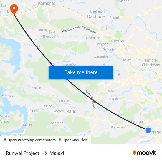 Runwal Project to Malavli map