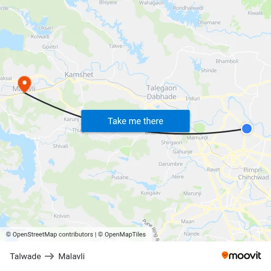 Talwade to Malavli map