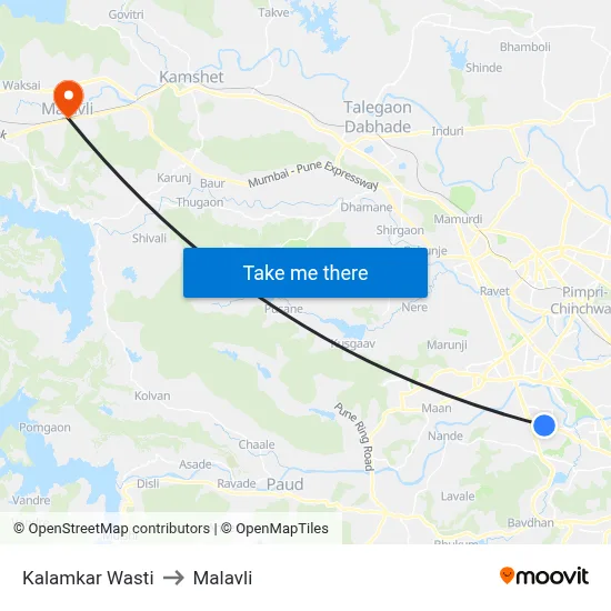 Kalamkar Wasti to Malavli map