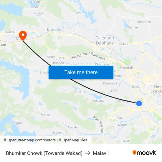 Bhumkar Chowk (Towards Wakad) to Malavli map