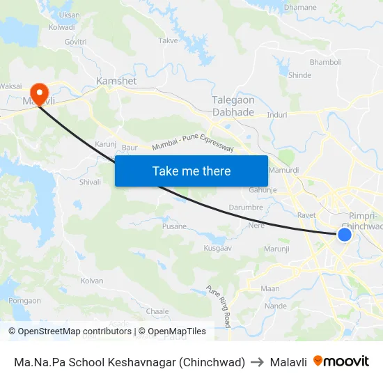 Ma.Na.Pa School Keshavnagar (Chinchwad) to Malavli map