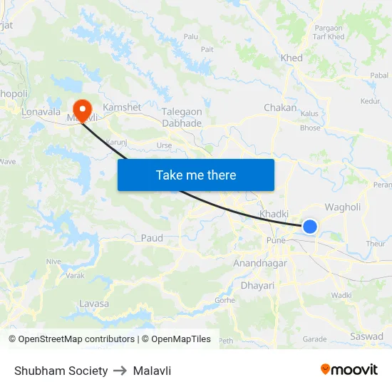 Shubham Society to Malavli map