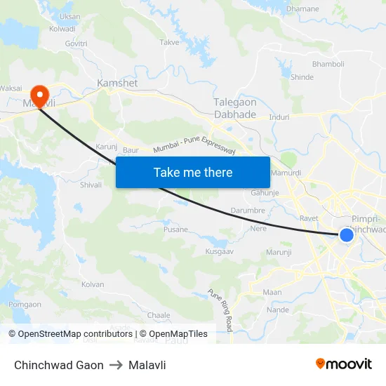 Chinchwad Gaon to Malavli map