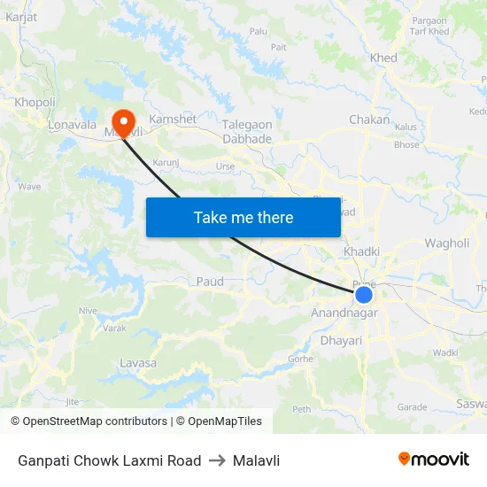 Ganpati Chowk Laxmi Road to Malavli map