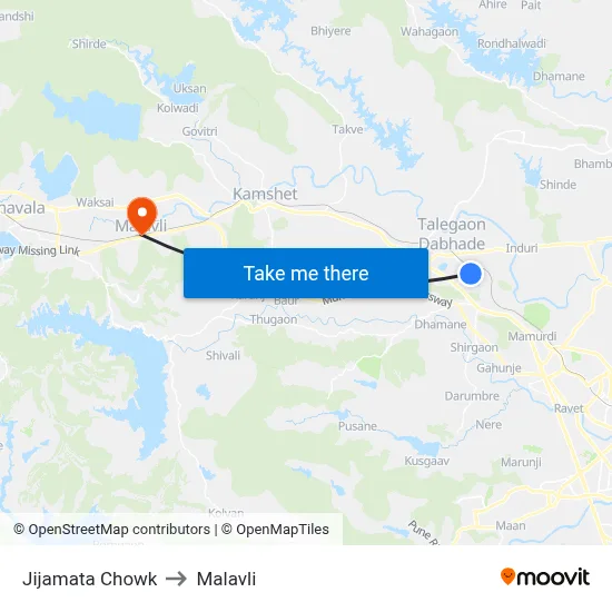 Jijamata Chowk to Malavli map
