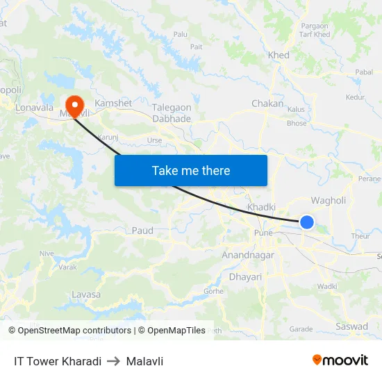 IT Tower Kharadi to Malavli map
