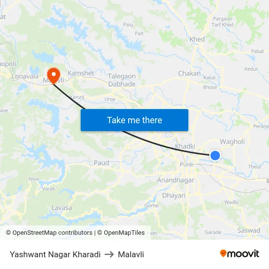 Yashwant Nagar Kharadi to Malavli map