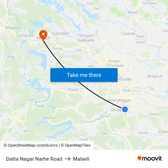 Datta Nagar Narhe Road to Malavli map