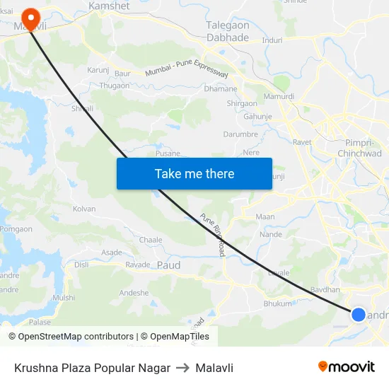 Krushna Plaza Popular Nagar to Malavli map