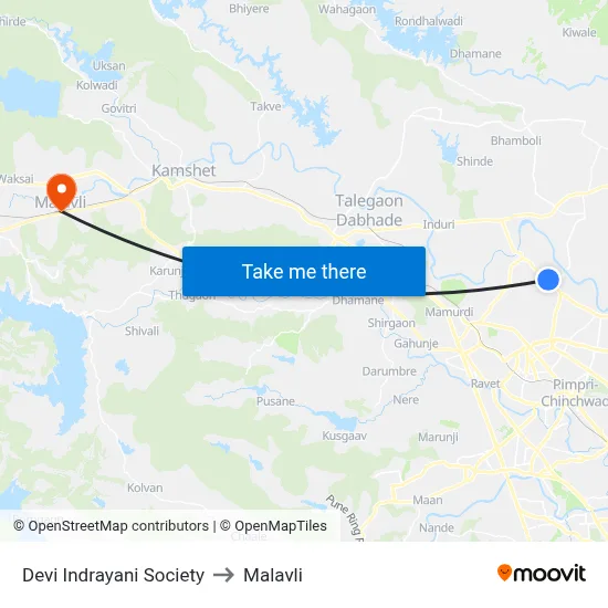 Devi Indrayani Society to Malavli map