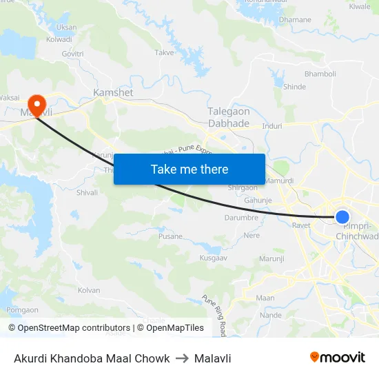 Akurdi Khandoba Maal Chowk to Malavli map