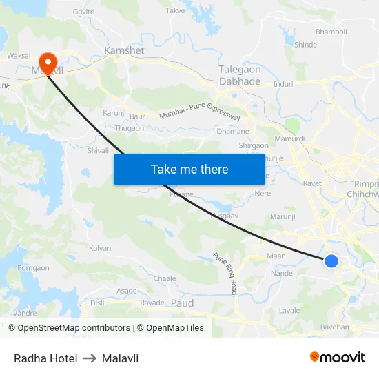 Radha Hotel to Malavli map