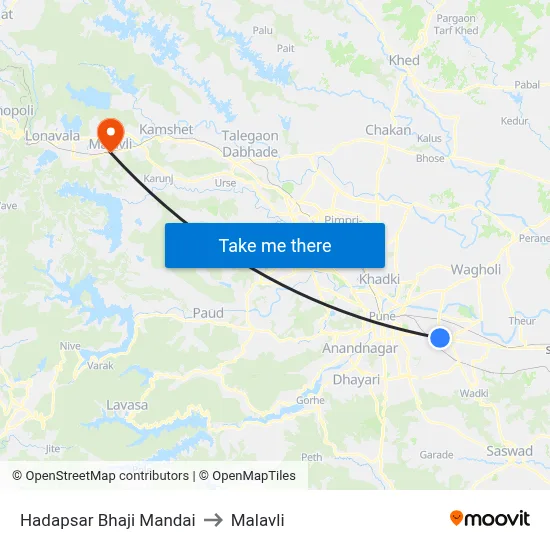 Hadapsar Bhaji Mandai to Malavli map