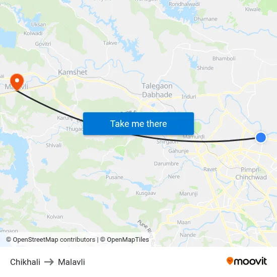 Chikhali to Malavli map