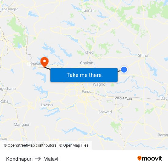 Kondhapuri to Malavli map