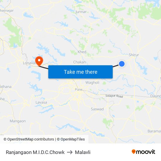 Ranjangaon M.I.D.C.Chowk to Malavli map