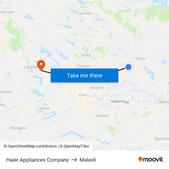 Haier Appliances Company to Malavli map