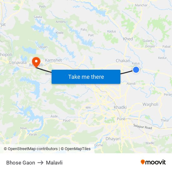 Bhose Gaon to Malavli map