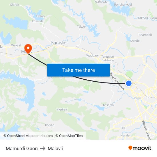 Mamurdi Gaon to Malavli map