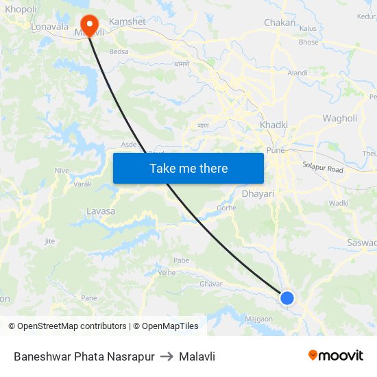 Baneshwar Phata Nasrapur to Malavli map