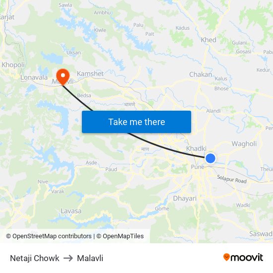 Netaji Chowk to Malavli map