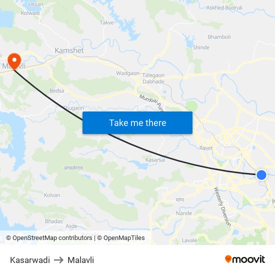 Kasarwadi to Malavli map