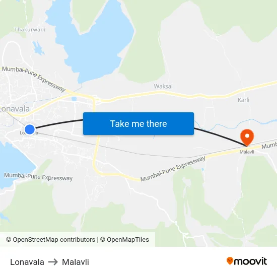Lonavala to Malavli map