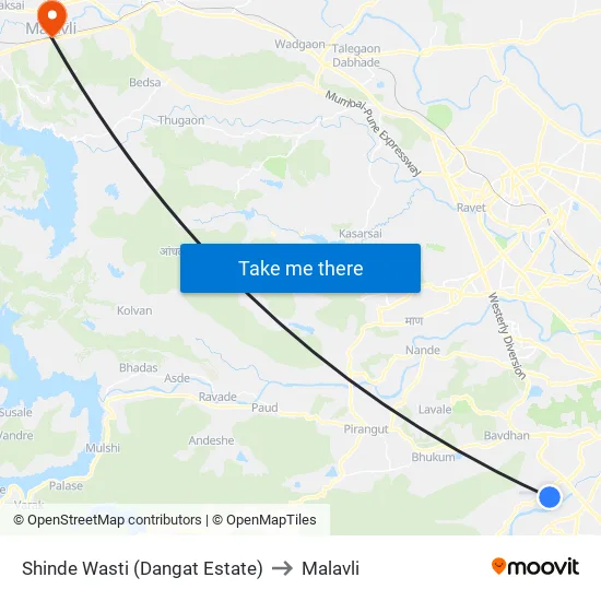 Shinde Wasti (Dangat Estate) to Malavli map