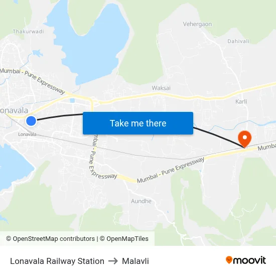 Lonavala Railway Station to Malavli map