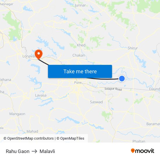 Rahu Gaon to Malavli map