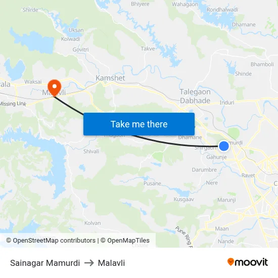 Sainagar Mamurdi to Malavli map