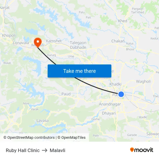 Ruby Hall Clinic to Malavli map