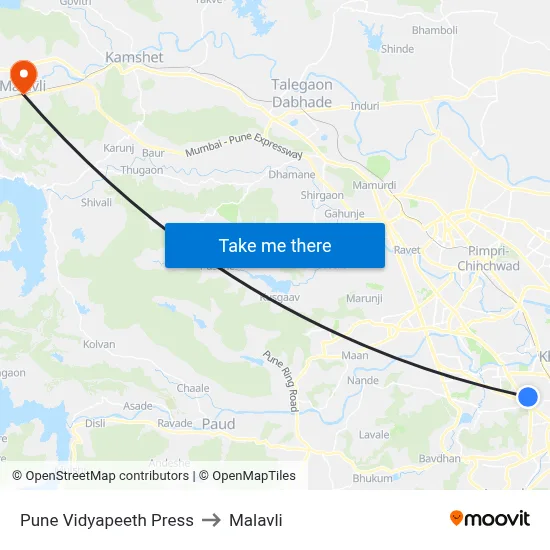 Pune Vidyapeeth Press to Malavli map