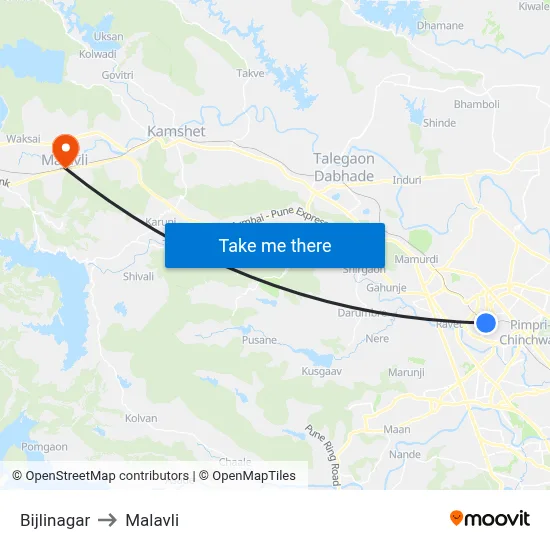 Bijlinagar to Malavli map