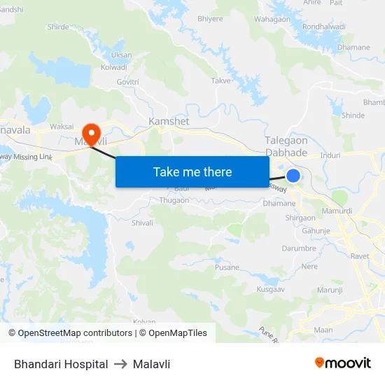 Bhandari Hospital to Malavli map