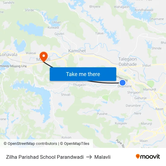 Zilha Parishad School Parandwadi to Malavli map