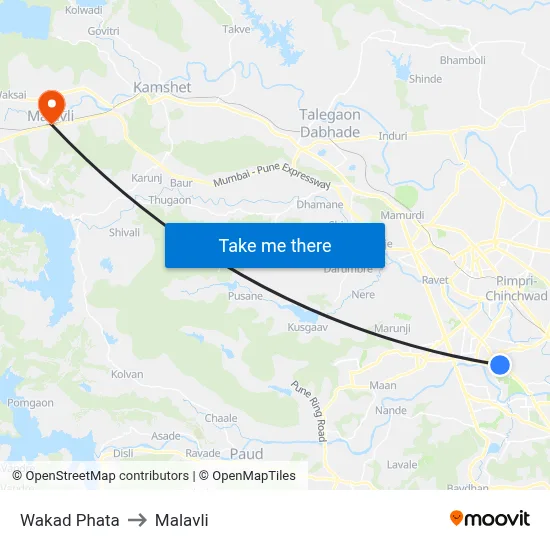Wakad Phata to Malavli map