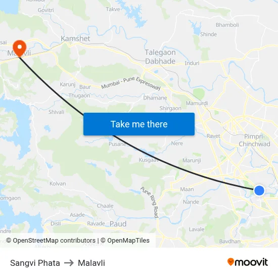 Sangvi Phata to Malavli map