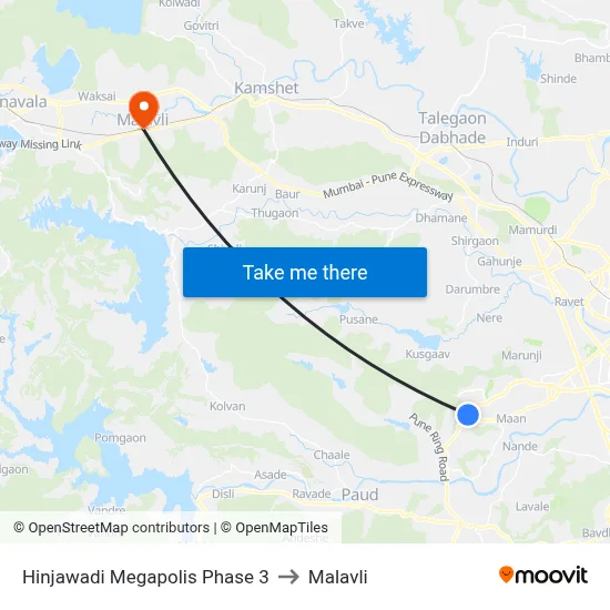 Hinjawadi Megapolis Phase 3 to Malavli map