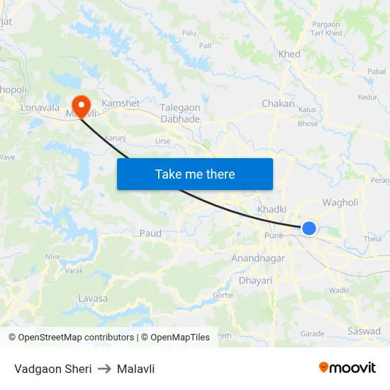 Vadgaon Sheri to Malavli map