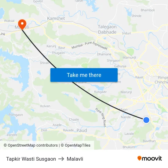 Tapkir Wasti Susgaon to Malavli map