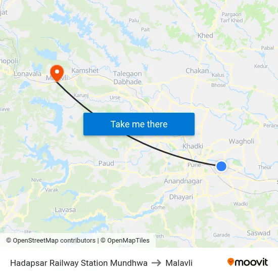 Hadapsar Railway Station Mundhwa to Malavli map