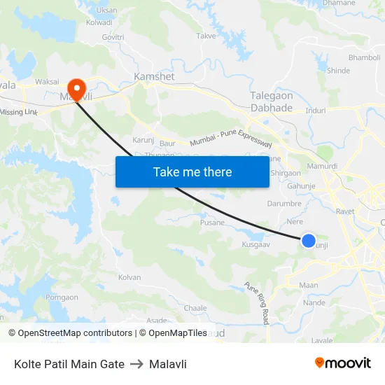 Kolte Patil Main Gate to Malavli map