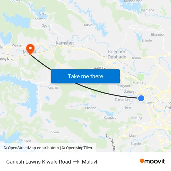 Ganesh Lawns Kiwale Road to Malavli map